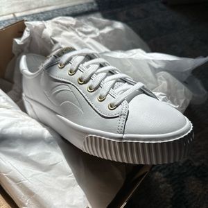 All-White Leather Keds Crew Kick Alto Leather Sneakers